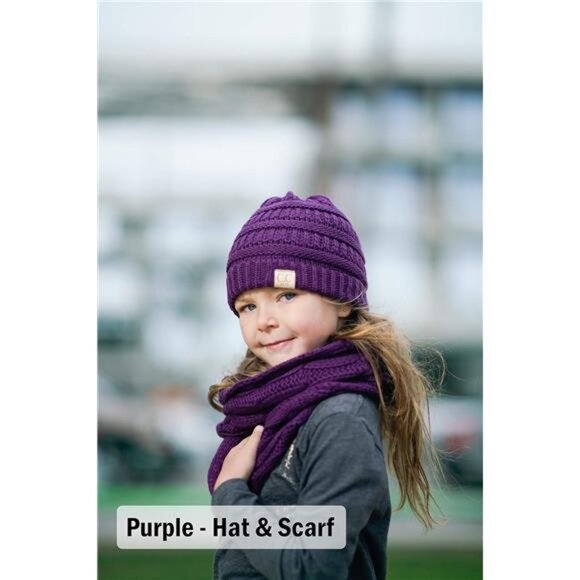 Funky Junque Kids Matching Set Girls Boys Toddler Infinity Scarf Hat Beanie - Picture 3 of 8